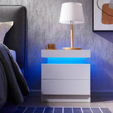 Set of 2 Modern Morocco LED Nightstands With Drawers - Sleep Galleria