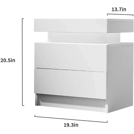 Set of 2 Modern Morocco LED Nightstands With Drawers - Sleep Galleria