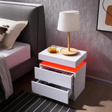 Set of 2 Modern Morocco LED Nightstands With Drawers - Sleep Galleria
