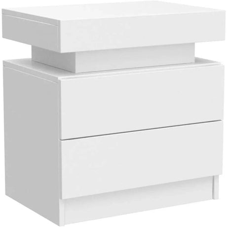 Set of 2 Modern Morocco LED Nightstands With Drawers - Sleep Galleria
