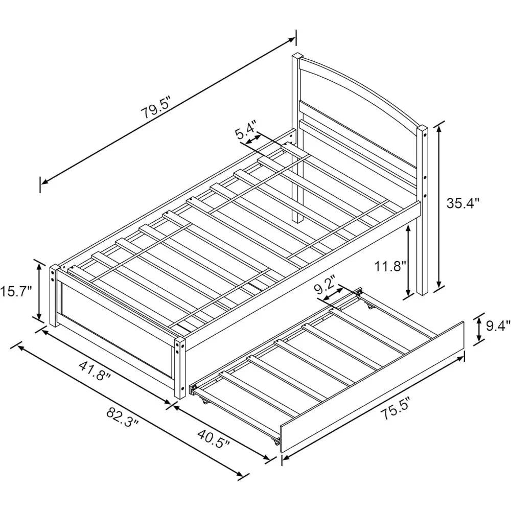 Solid Wood Twin Trundle Daybed Frame With Slat Support - Sleep Galleria