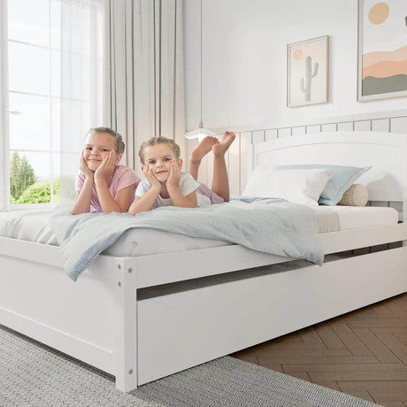 Solid Wood Twin Trundle Daybed Frame With Slat Support - GUANGBAI - Sleep Galleria