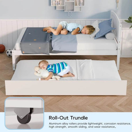 Solid Wood Twin Trundle Daybed Frame With Slat Support - GUANGBAI - Sleep Galleria