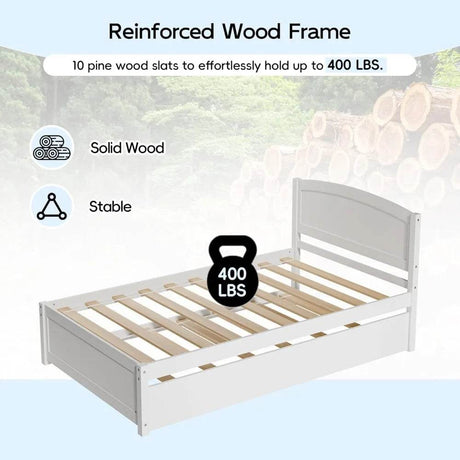 Solid Wood Twin Trundle Daybed Frame With Slat Support - GUANGBAI - Sleep Galleria