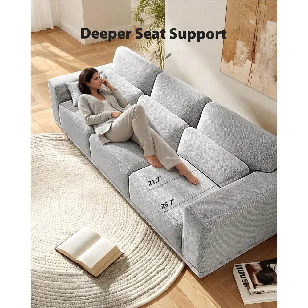 Modern Cotton Upholstered 3-Seater Living Room Sofa - Sleep Galleria