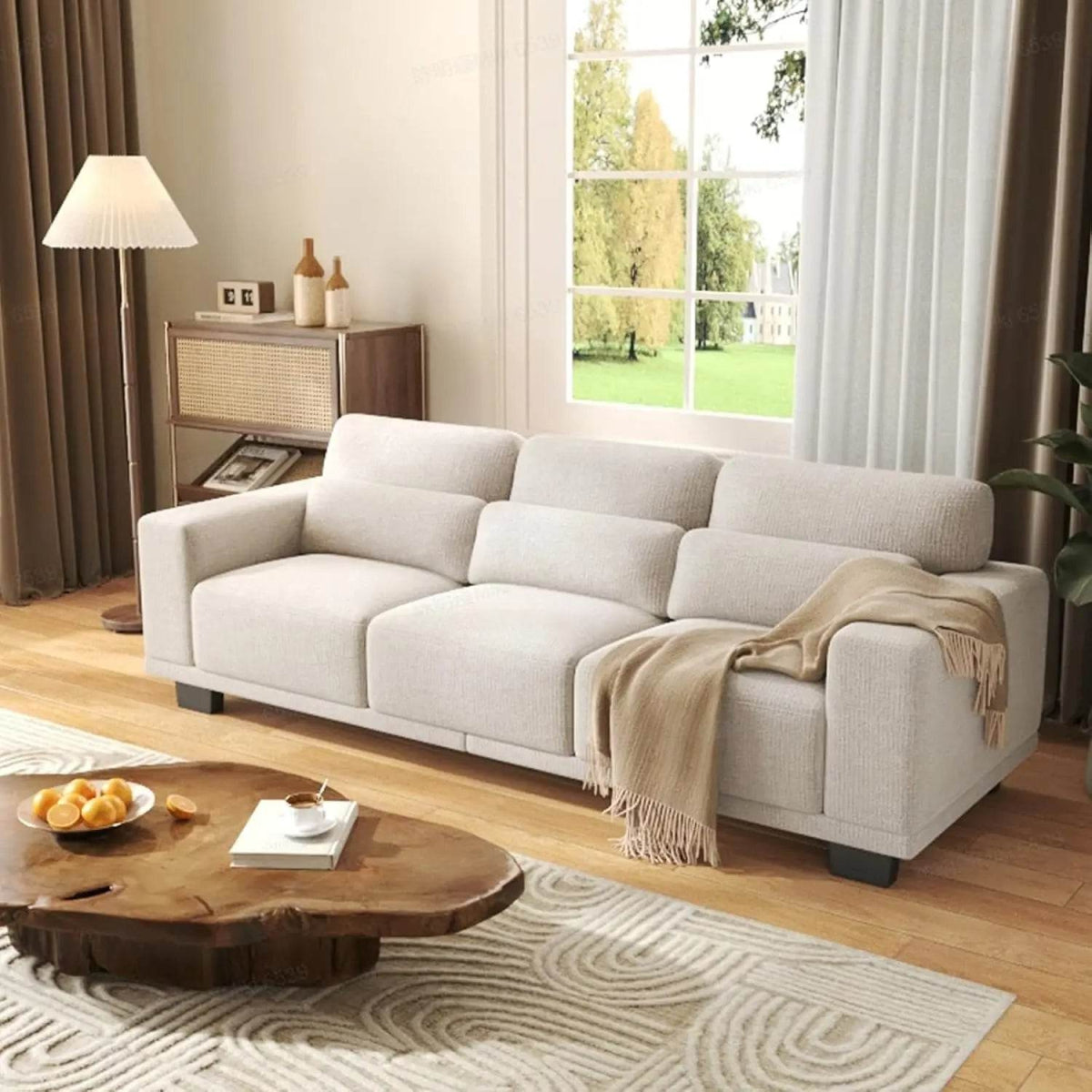 Modern Cotton Upholstered 3-Seater Living Room Sofa - Sleep Galleria