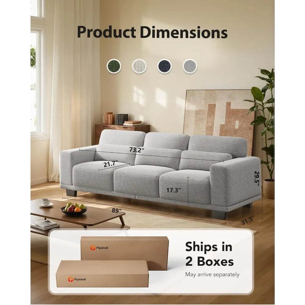 Modern Cotton Upholstered 3-Seater Living Room Sofa - Sleep Galleria