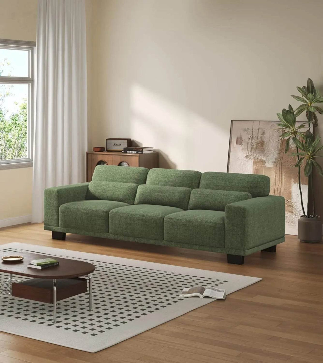 Modern Cotton Upholstered 3-Seater Living Room Sofa - Sleep Galleria