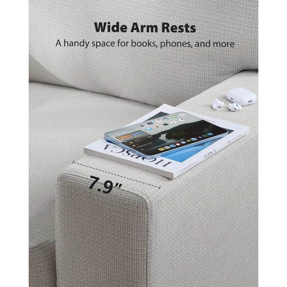 Modern Cotton Upholstered 3-Seater Living Room Sofa - Sleep Galleria