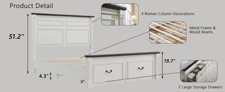 Farmhouse Wood Bed Frame with Storage Drawers - Gyroor - Sleep Galleria