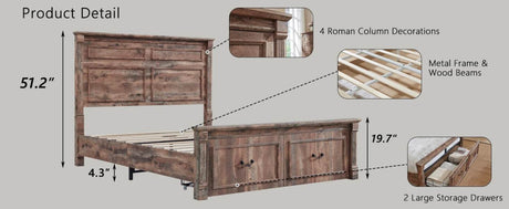 Farmhouse Wood Bed Frame with Storage Drawers - Gyroor - Sleep Galleria