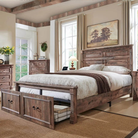 Farmhouse Wood Bed Frame with Storage Drawers - Gyroor - Sleep Galleria