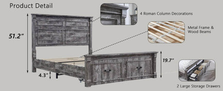 Farmhouse Wood Bed Frame with Storage Drawers - Gyroor - Sleep Galleria