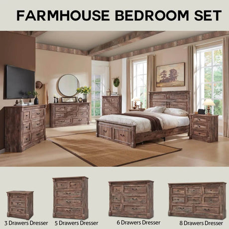 Farmhouse Wood Bed Frame with Storage Drawers - Gyroor - Sleep Galleria