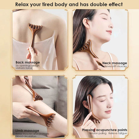 Natural Sandalwood Six - Claw Meridian Massage Comb - Hailicare - Sleep Galleria