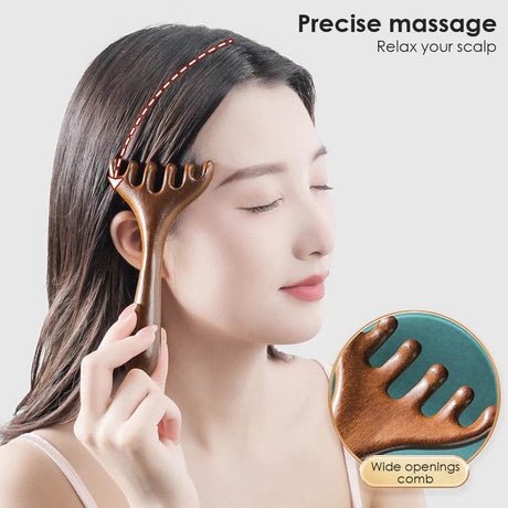 Natural Sandalwood Six - Claw Meridian Massage Comb - Hailicare - Sleep Galleria