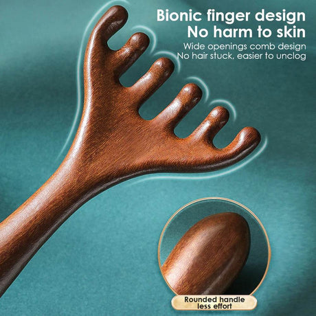 Natural Sandalwood Six - Claw Meridian Massage Comb - Hailicare - Sleep Galleria
