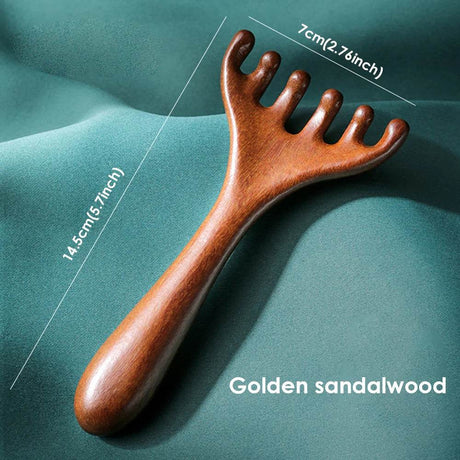 Natural Sandalwood Six - Claw Meridian Massage Comb - Hailicare - Sleep Galleria