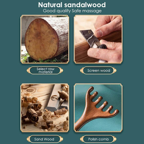 Natural Sandalwood Six - Claw Meridian Massage Comb - Hailicare - Sleep Galleria