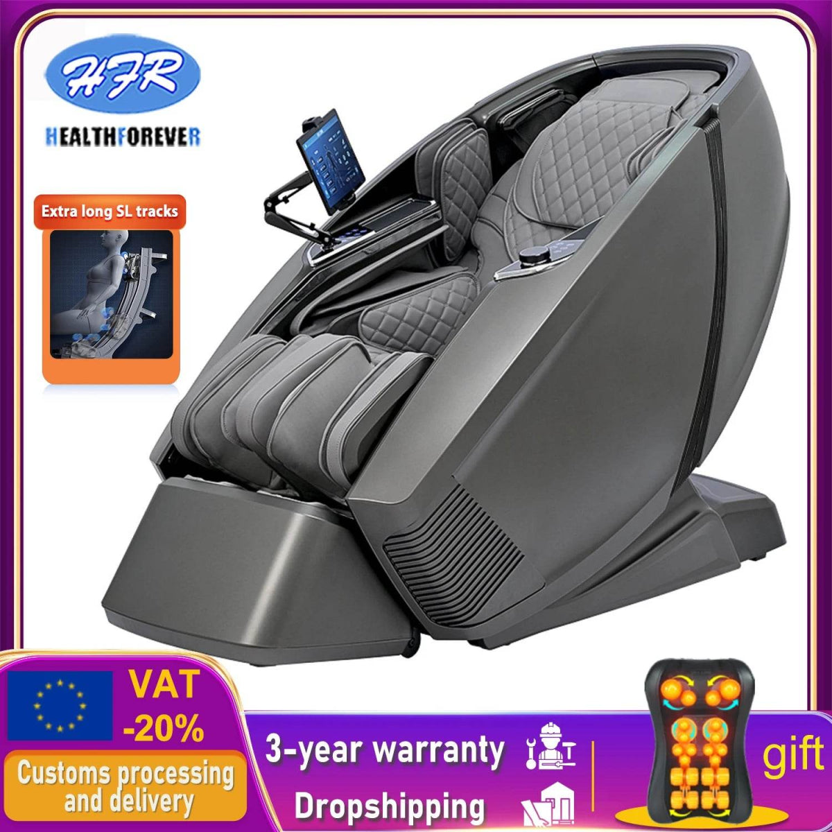 4D AI Voice Body Detection Zero Gravity Massage Chair - HEALTHFOREVER - Sleep Galleria