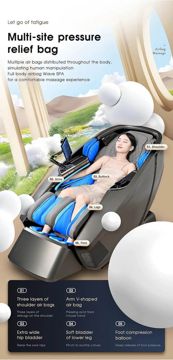 4D AI Voice Body Detection Zero Gravity Massage Chair - HEALTHFOREVER - Sleep Galleria