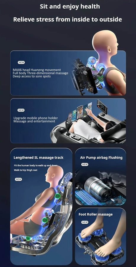 4D Zero - Gravity Shiatsu Heat Airbag Full Body Massage Chair - HEALTHFOREVER - Sleep Galleria