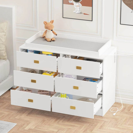 Changing Table Dresser With 6 Drawers And Removable Top - Sleep Galleria