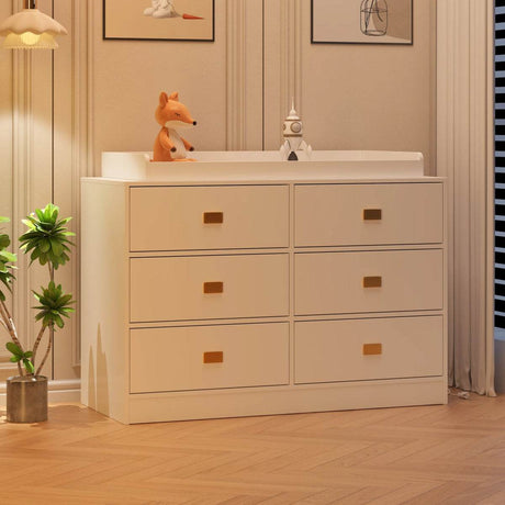 Changing Table Dresser With 6 Drawers And Removable Top - Sleep Galleria