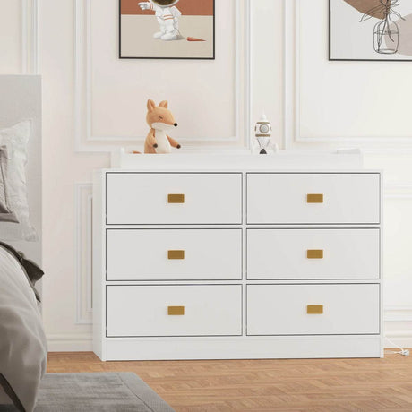 Changing Table Dresser With 6 Drawers And Removable Top - Sleep Galleria