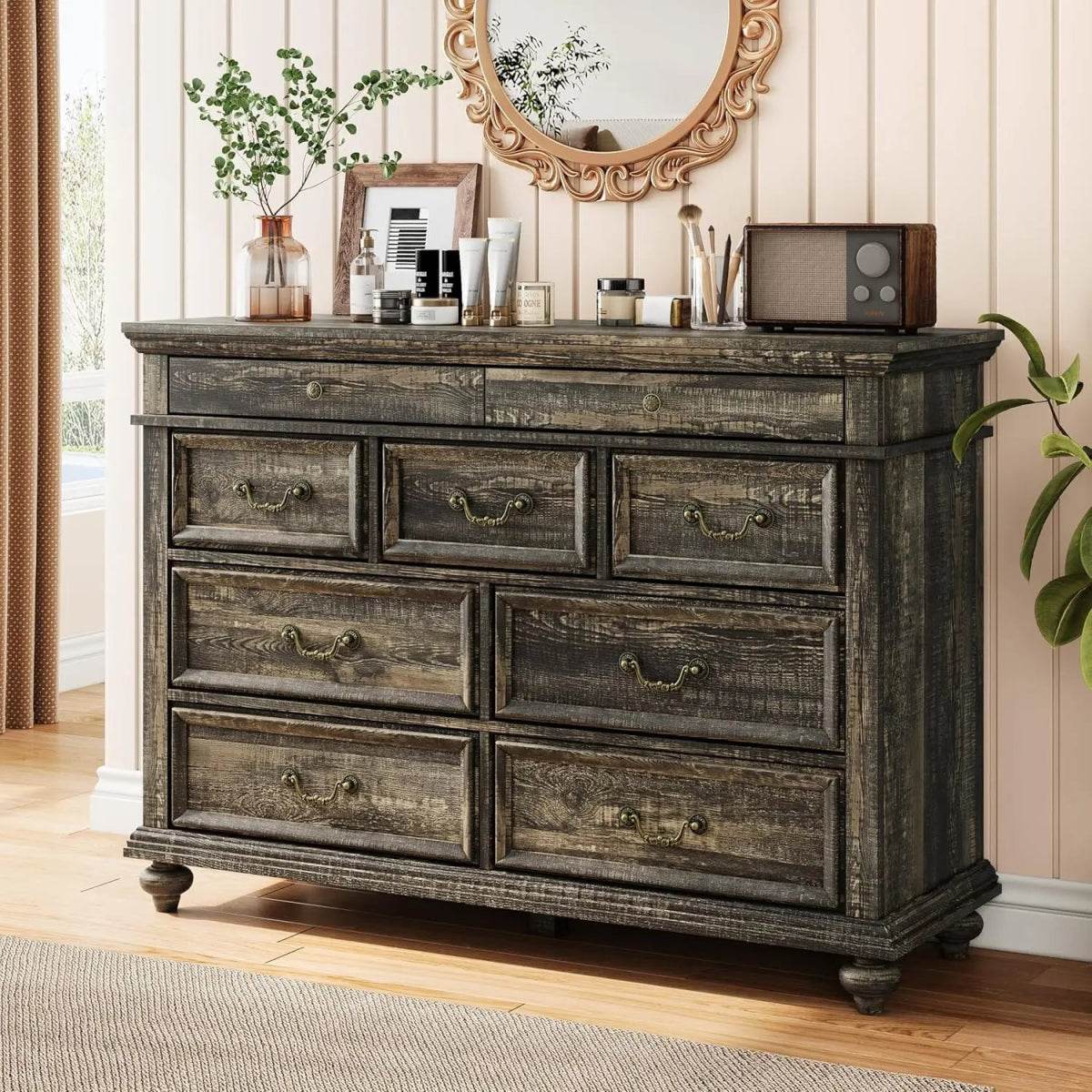 Modern Farmhouse 9-Drawer Wood Rustic Bedroom Dresser - Sleep Galleria