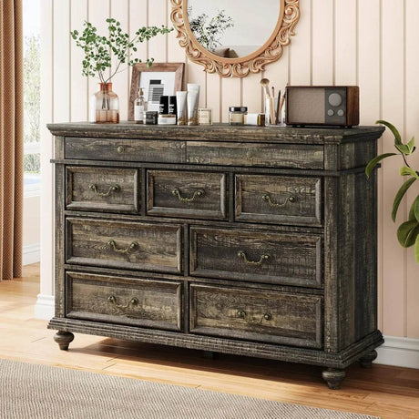 Modern Farmhouse 9-Drawer Wood Rustic Bedroom Dresser - Sleep Galleria