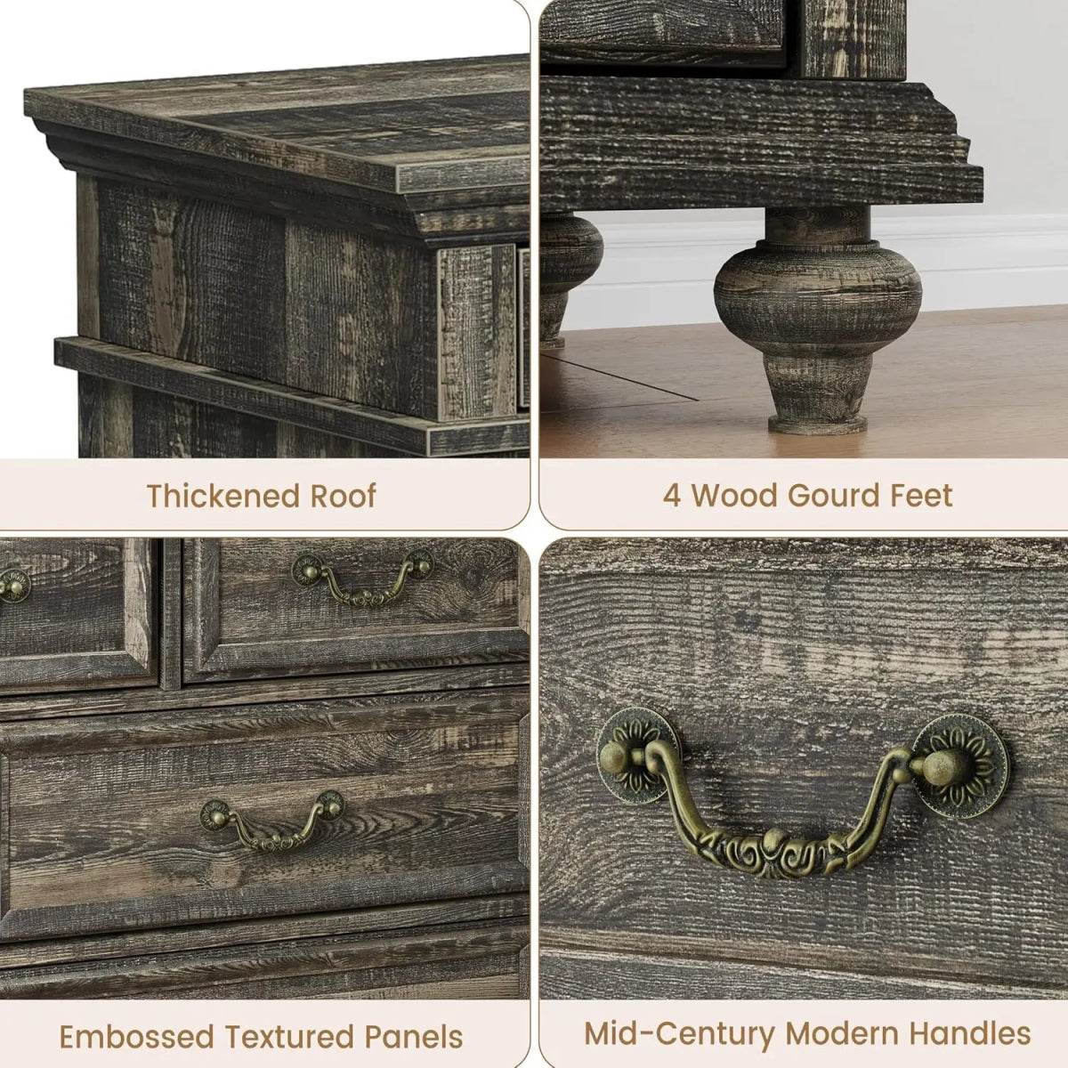 Modern Farmhouse 9-Drawer Wood Rustic Bedroom Dresser - Sleep Galleria