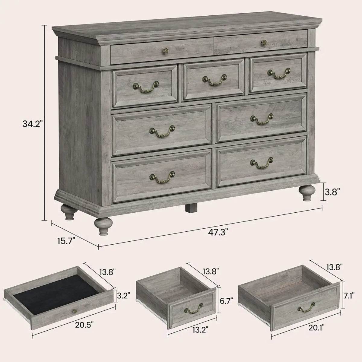 Modern Farmhouse 9-Drawer Wood Rustic Bedroom Dresser - Sleep Galleria