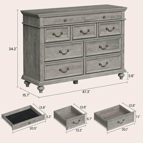 Modern Farmhouse 9-Drawer Wood Rustic Bedroom Dresser - Sleep Galleria