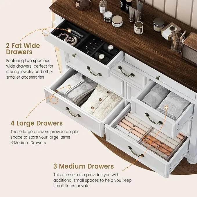 Modern Farmhouse 9-Drawer Wood Rustic Bedroom Dresser - Sleep Galleria