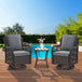 3-Piece Outdoor Rattan Wicker Swivel Rocking Chair Set - Sleep Galleria