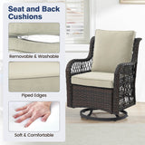 3-Piece Outdoor Rattan Wicker Swivel Rocking Chair Set - Sleep Galleria