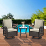 3-Piece Outdoor Rattan Wicker Swivel Rocking Chair Set - Sleep Galleria
