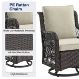 3-Piece Outdoor Rattan Wicker Swivel Rocking Chair Set - Sleep Galleria
