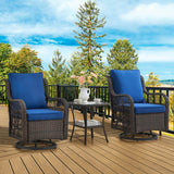 3-Piece Outdoor Rattan Wicker Swivel Rocking Chair Set - Sleep Galleria