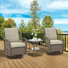 3-Piece Outdoor Rattan Wicker Swivel Rocking Chair Set - Sleep Galleria