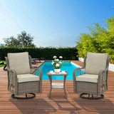 3-Piece Outdoor Rattan Wicker Swivel Rocking Chair Set - Sleep Galleria
