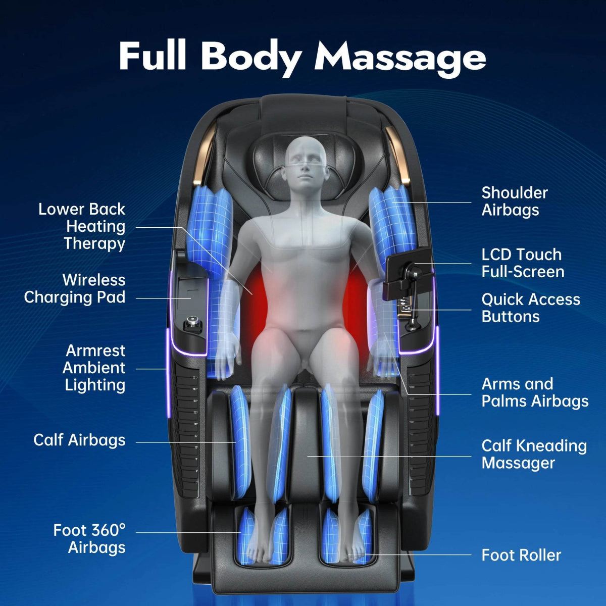 Full Body 4D Airbag Massage Chair with Yoga Stretch - Homemassa - Sleep Galleria