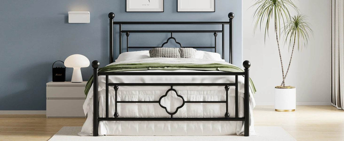 Vintage Victorian Wrought Iron Metal Platform Bed Frame - Sleep Galleria