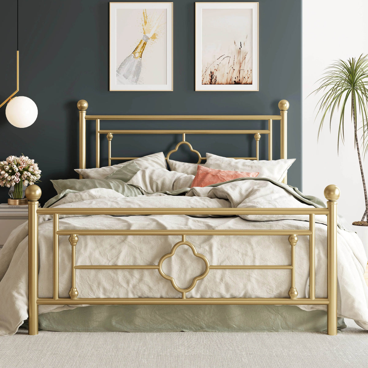 Vintage Victorian Wrought Iron Metal Platform Bed Frame - Sleep Galleria