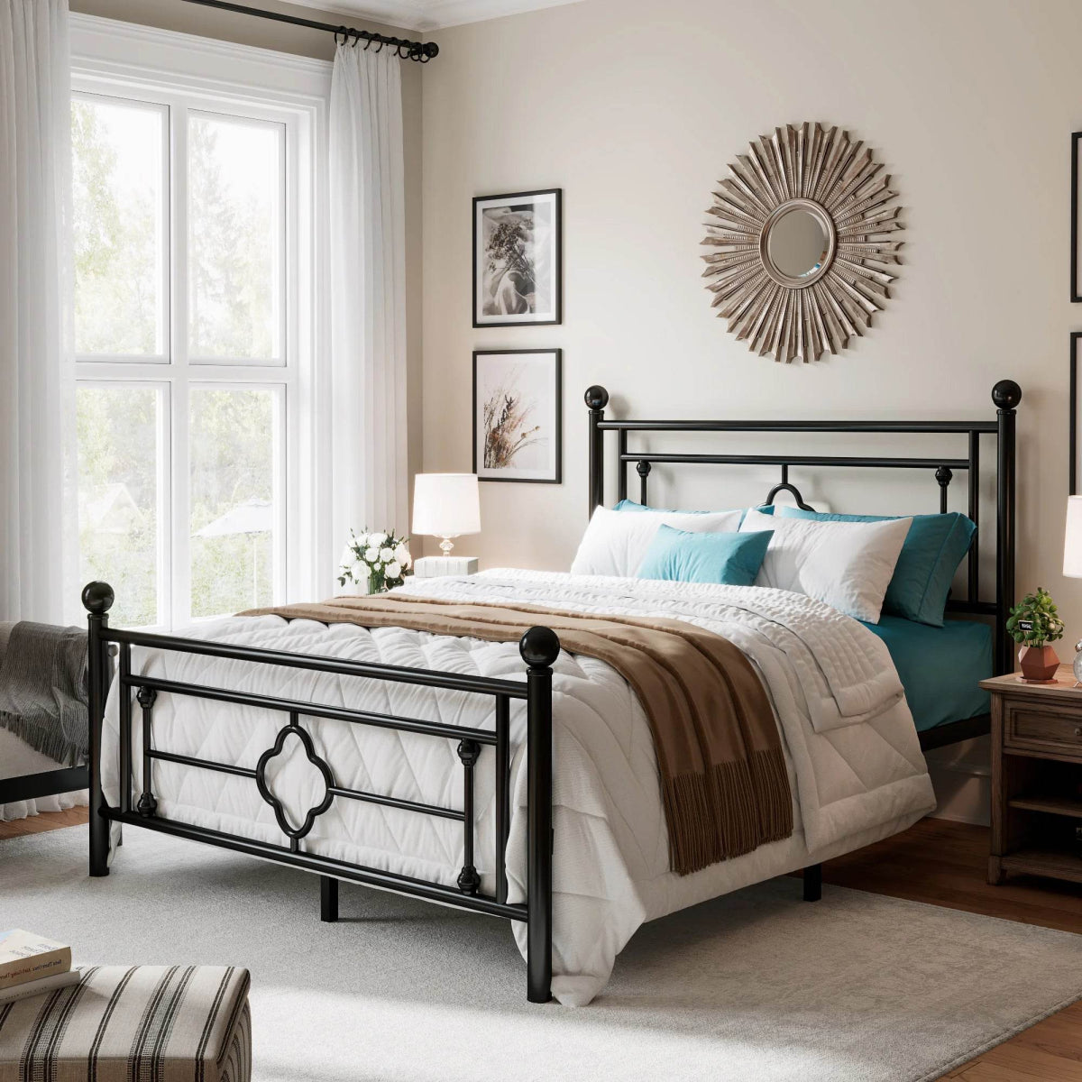 Vintage Victorian Wrought Iron Metal Platform Bed Frame - Sleep Galleria