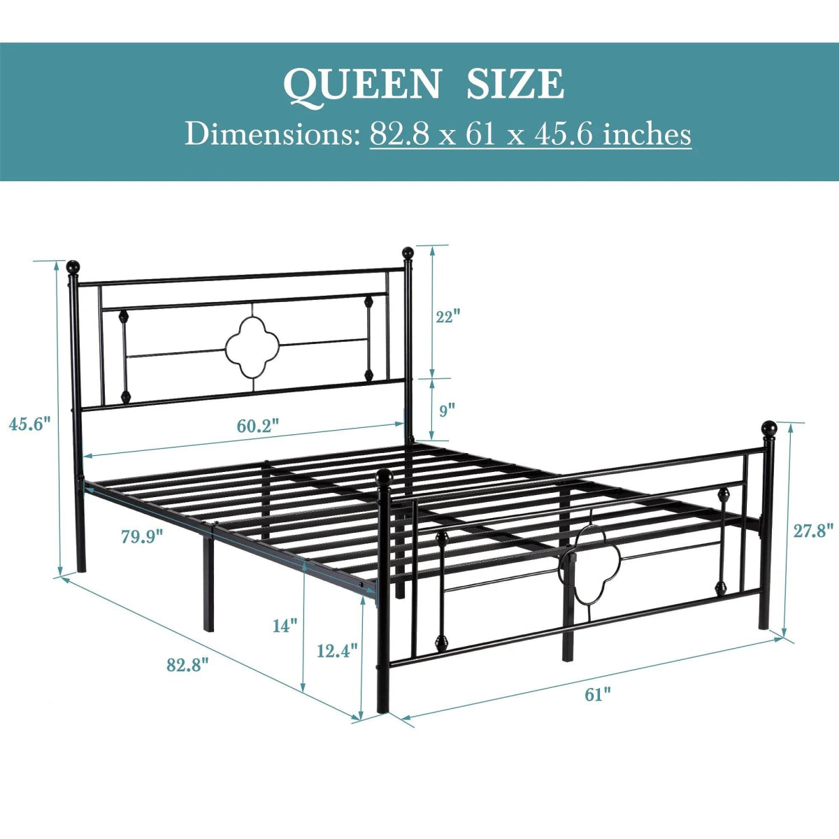 Vintage Victorian Wrought Iron Metal Platform Bed Frame - Sleep Galleria