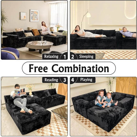 104 - Inch Modular Corduroy Sectional Sofa With Chaise - HUANZHUANG - Sleep Galleria