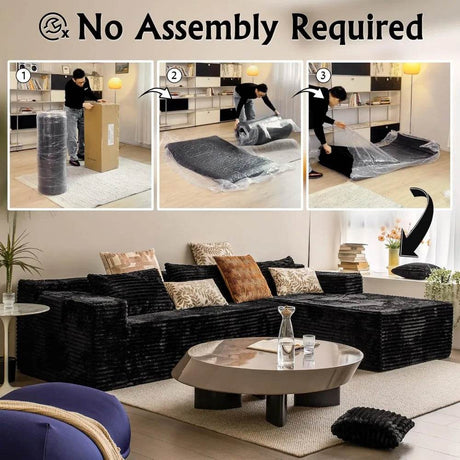 104 - Inch Modular Corduroy Sectional Sofa With Chaise - HUANZHUANG - Sleep Galleria