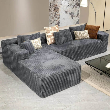 104 - Inch Modular Corduroy Sectional Sofa With Chaise - HUANZHUANG - Sleep Galleria